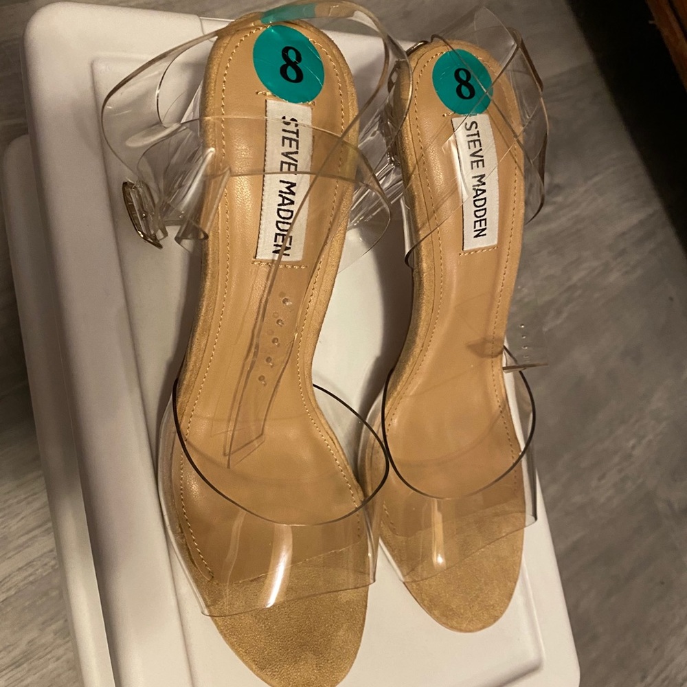 Steve Madden Clear Sandals, ankle strap.  …